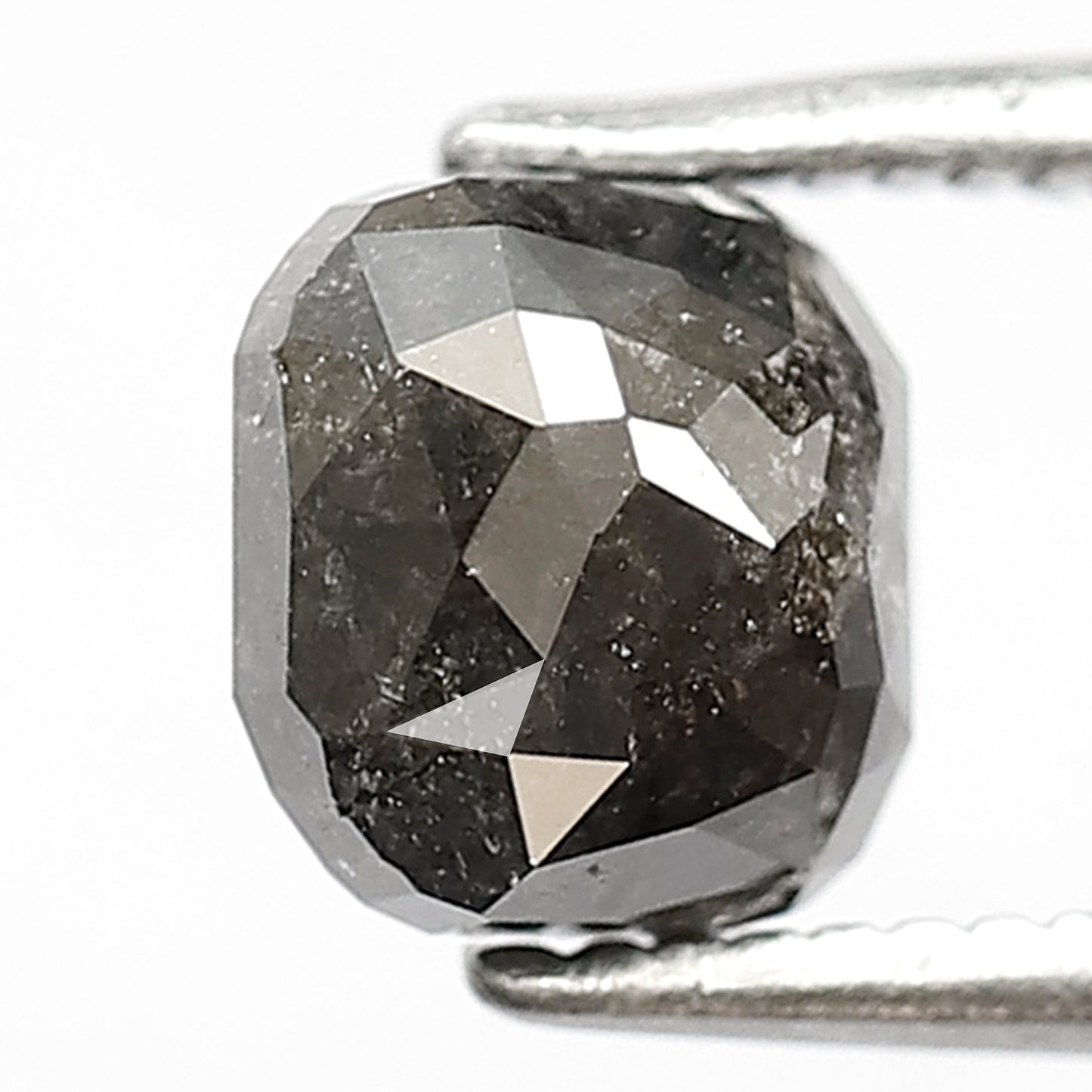 Natural 1.14 CT Cushion cut Diamond, 6 x 6 MM Gray Black Salt and Pepper Diamond