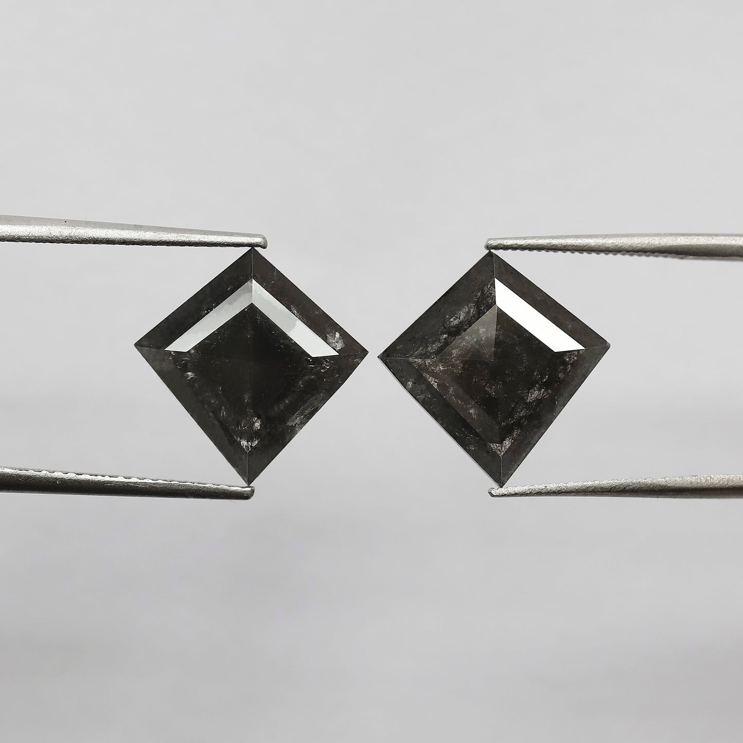 Pair of 6.79 CT Kite Shape Loose Natural Salt and Pepper Diamond 13.70 MM Natural Black Color Salt and Pepper Diamond For Jewelry