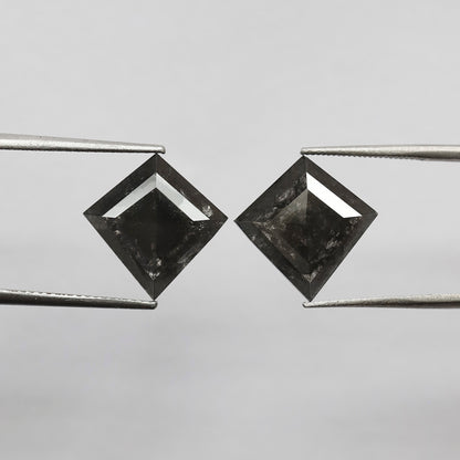 Pair of 6.79 CT Kite Shape Loose Natural Salt and Pepper Diamond 13.70 MM Natural Black Color Salt and Pepper Diamond For Jewelry