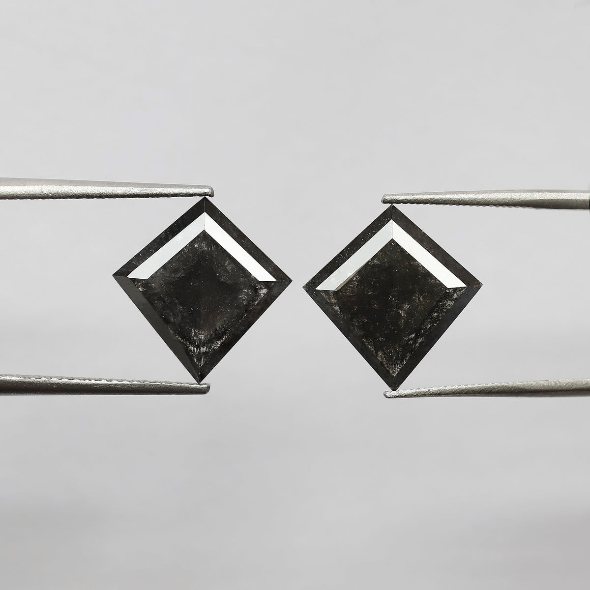 Pair Of 5.72 CT Kite Shape Loose Black Color 13.60 MM Salt and Pepper Diamond For Earring
