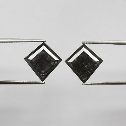 Pair Of 5.72 CT Kite Shape Loose Black Color 13.60 MM Salt and Pepper Diamond For Earring