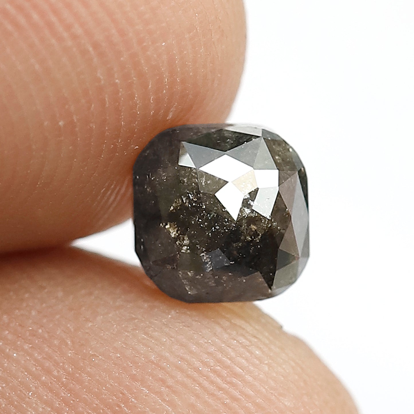 Natural 1.14 CT Cushion cut Diamond, 6 x 6 MM Gray Black Salt and Pepper Diamond