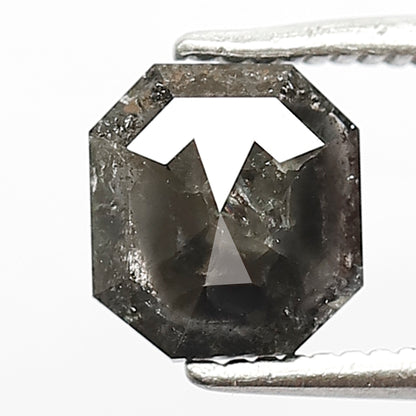 1.19 Ct Emerald Shape Gray Black Salt & Pepper Diamond | Natural Loose Diamond for Engagement Ring