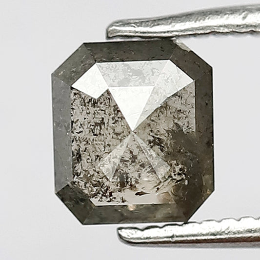 1.01 CT Emerald Shape Diamond Loose Natural Diamond Natural Grey Black Color Diamond Salt and Pepper Diamond Natural Diamond