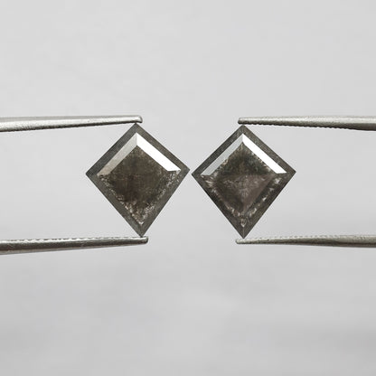 3.20 CT 11.40 MM Pair of Kite Shape Loose Natural Salt and Pepper Dark Stormy Gray Color Diamond For Jewelry
