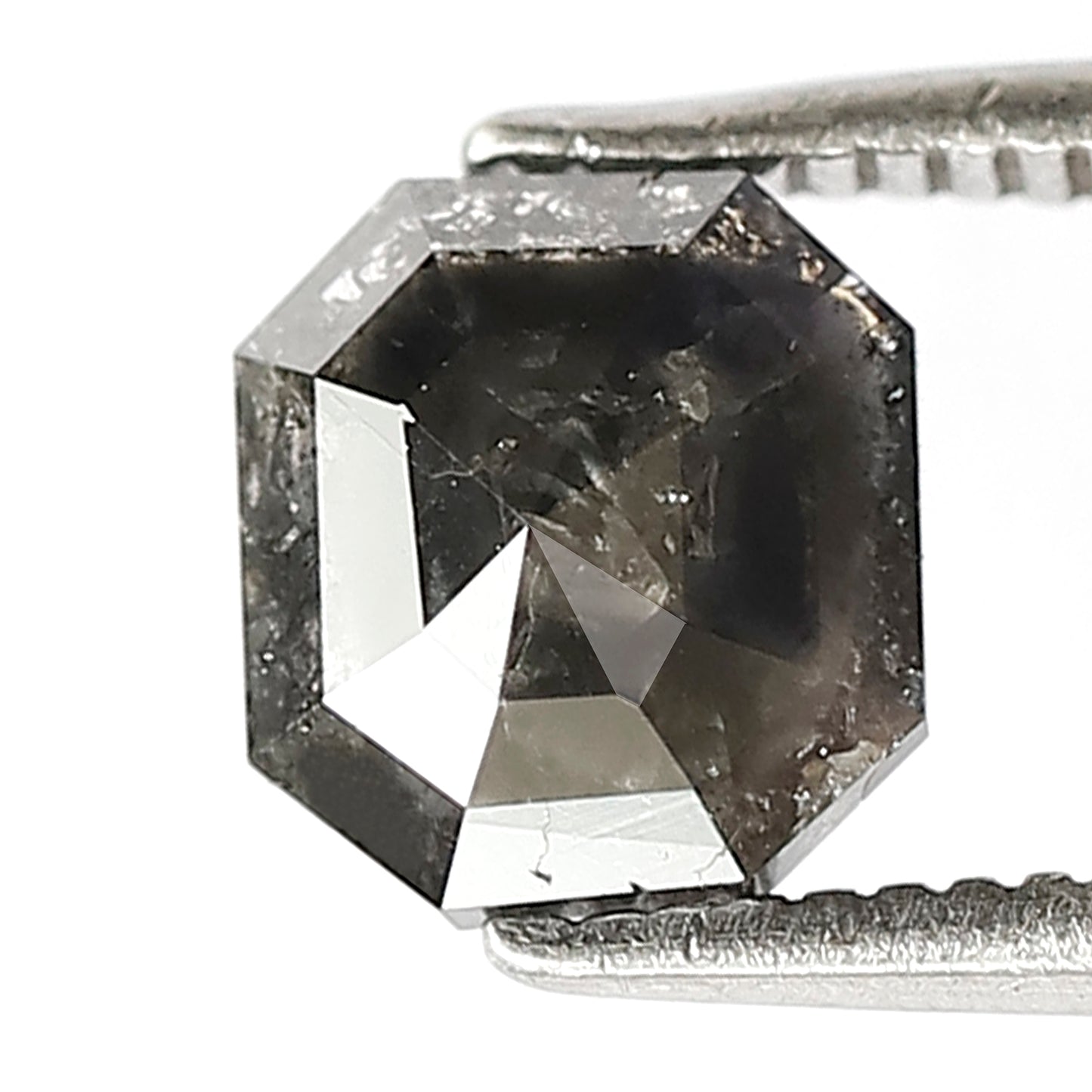 1.19 Ct Emerald Shape Gray Black Salt & Pepper Diamond | Natural Loose Diamond for Engagement Ring
