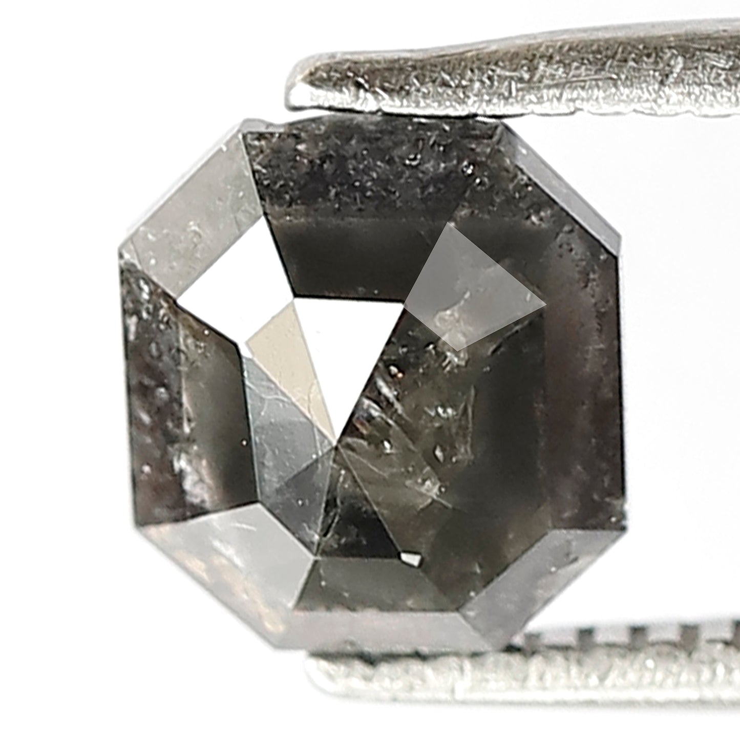 1.19 Ct Emerald Shape Gray Black Salt & Pepper Diamond | Natural Loose Diamond for Engagement Ring