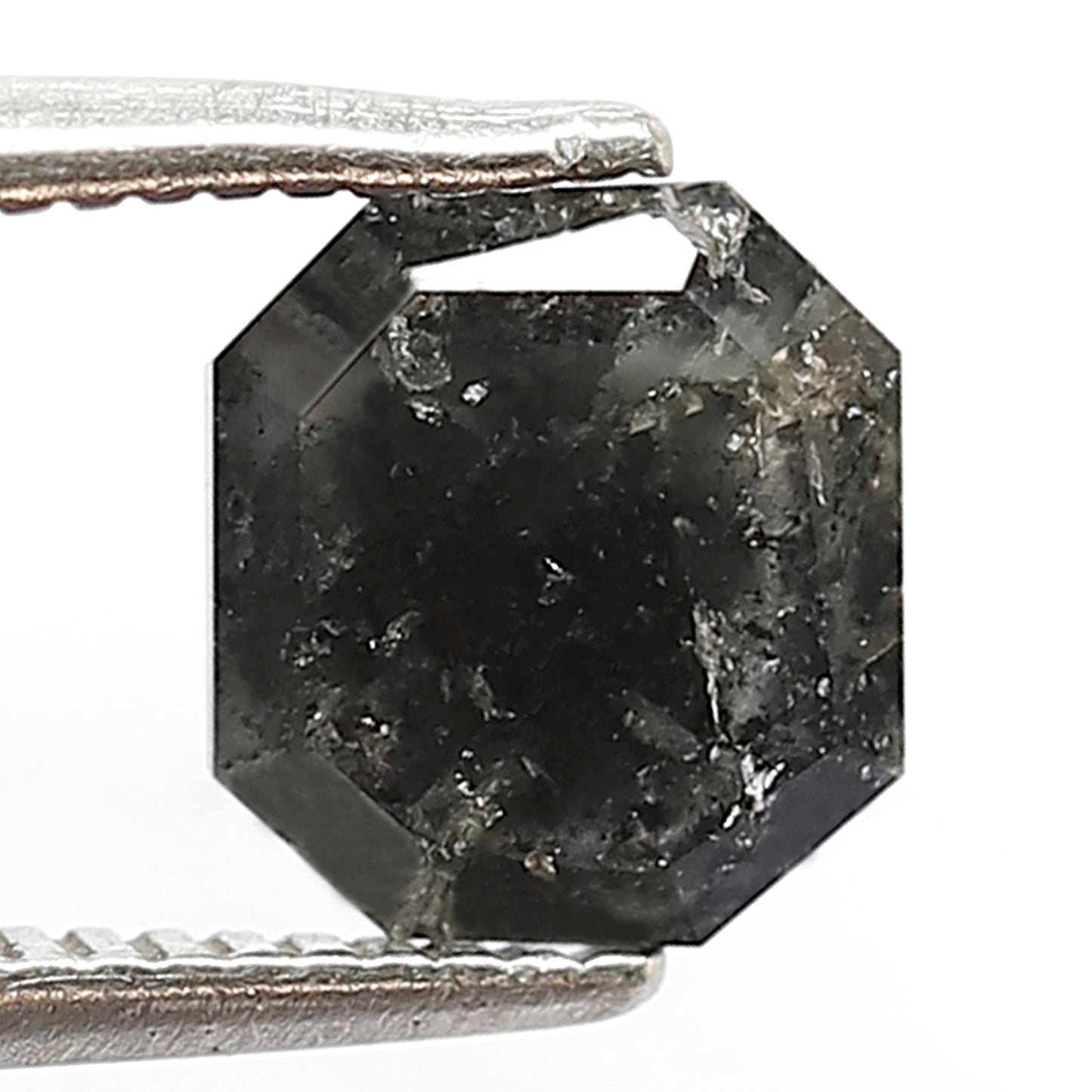 1.19 Ct Emerald Shape Gray Black Salt & Pepper Diamond | Natural Loose Diamond for Engagement Ring