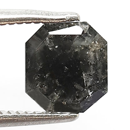 1.19 Ct Emerald Shape Gray Black Salt & Pepper Diamond | Natural Loose Diamond for Engagement Ring