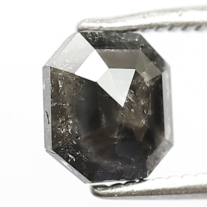 1.19 Ct Emerald Shape Gray Black Salt & Pepper Diamond | Natural Loose Diamond for Engagement Ring