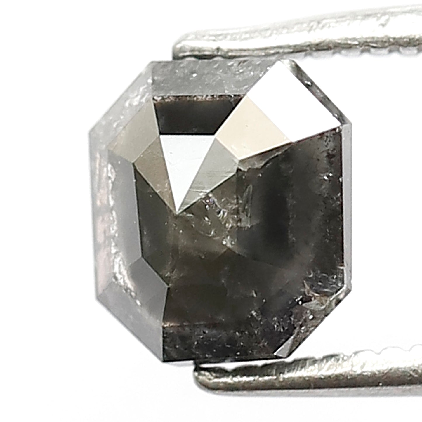 1.19 Ct Emerald Shape Gray Black Salt & Pepper Diamond | Natural Loose Diamond for Engagement Ring