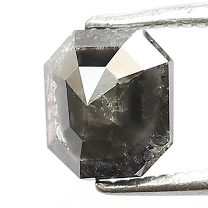 1.19 Ct Emerald Shape Gray Black Salt & Pepper Diamond | Natural Loose Diamond for Engagement Ring