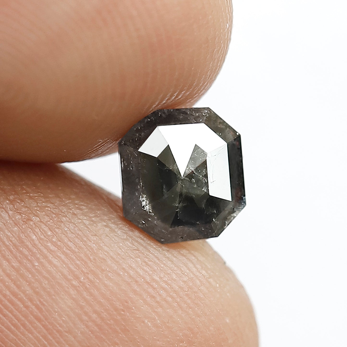 1.19 Ct Emerald Shape Gray Black Salt & Pepper Diamond | Natural Loose Diamond for Engagement Ring