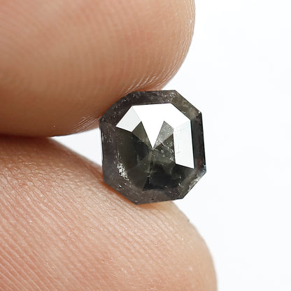 1.19 Ct Emerald Shape Gray Black Salt & Pepper Diamond | Natural Loose Diamond for Engagement Ring