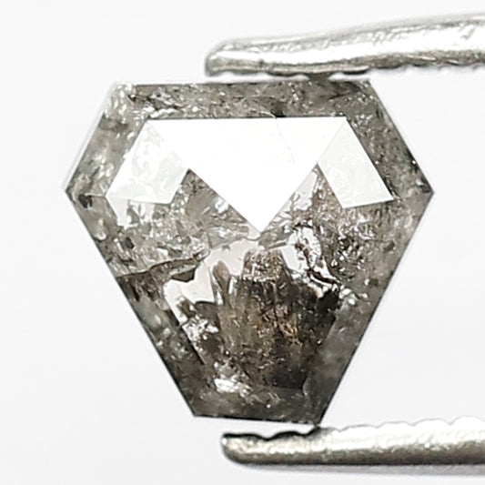 1.24 Ct Natural Gray Black Diamond | Modified Cut 6.2 mm Salt & Pepper Loose Diamond for Jewelry