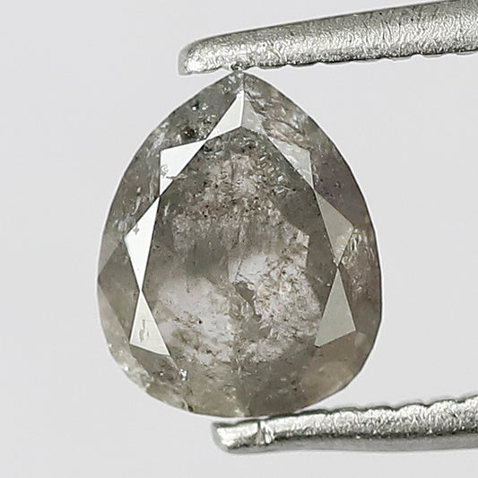 0.77 CT Pear cut Natural Loose Diamond 6.8 MM Gray Black Salt and Pepper Diamond For Wedding Ring