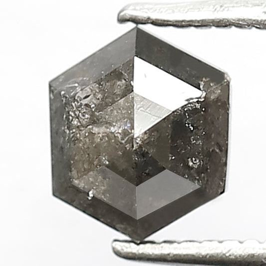 1.06 Ct Natural Gray Black Diamond | Hexagon Shape Salt & Pepper Loose Diamond for Custom Ring