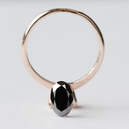 1.19 CT Oval Shape Black Diamond, Natural Treated Loose Diamond 8.20 mm for Unique Jewelry Stone