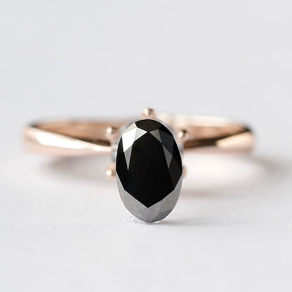 1.19 CT Oval Shape Black Diamond, Natural Treated Loose Diamond 8.20 mm for Unique Jewelry Stone