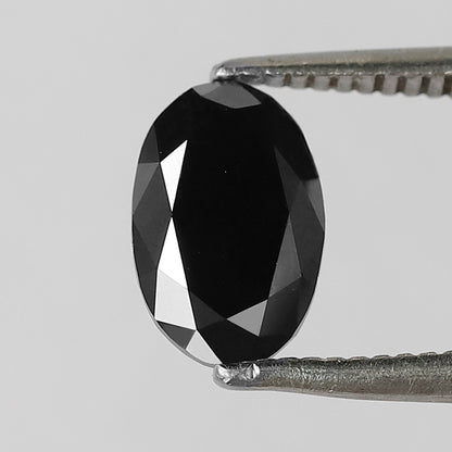 1.19 CT Oval Shape Black Diamond, Natural Treated Loose Diamond 8.20 mm for Unique Jewelry Stone