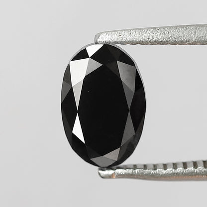 1.19 CT Oval Shape Black Diamond, Natural Treated Loose Diamond 8.20 mm for Unique Jewelry Stone