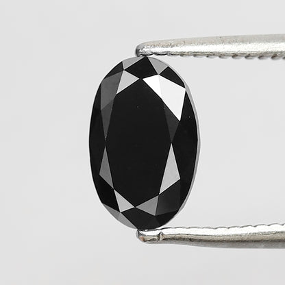 1.19 CT Oval Shape Black Diamond, Natural Treated Loose Diamond 8.20 mm for Unique Jewelry Stone