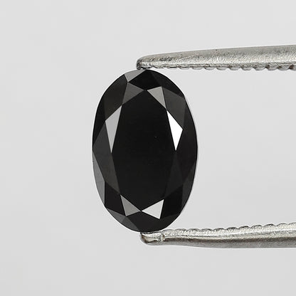 1.19 CT Oval Shape Black Diamond, Natural Treated Loose Diamond 8.20 mm for Unique Jewelry Stone