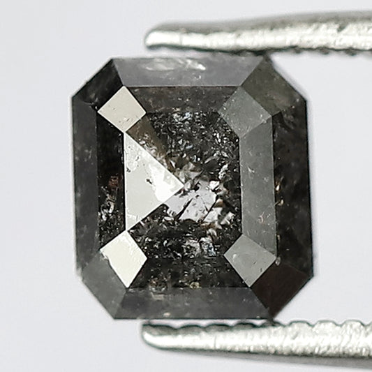 1.50 CT Loose Natural Diamond Natural Grey Black Color Diamond Emerald Shape Diamond Salt and Pepper Diamond Natural Diamond