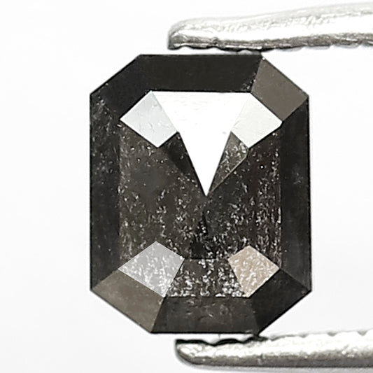 1.01 Ct Natural Blackish Gray Diamond | Emerald Cut 6.2 mm Salt & Pepper Loose Diamond for Jewelry