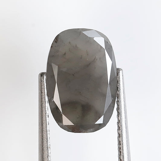 2.83 CT 11.60 MM Elongated Oval Cut Salt and Pepper Loose Natural Grey Black Color Diamond