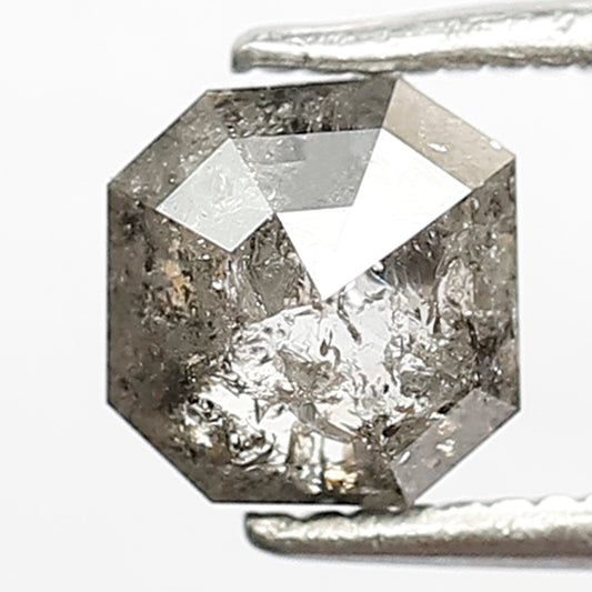 1.21 CT, 6.00 MM Emerald Shape Loose Diamond, Natural Gray Black Salt and Pepper Diamond