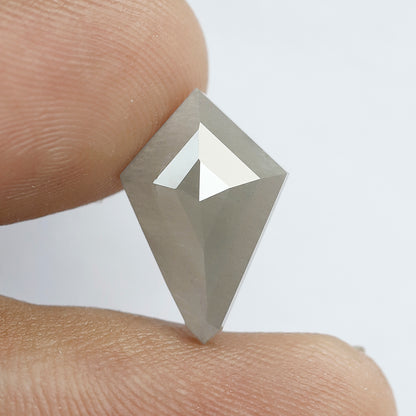 3.81 CT Kite Shape Salt and Pepper Diamond 15.50 MM Misty Grey Color Loose Natural Diamond For Engagement Ring