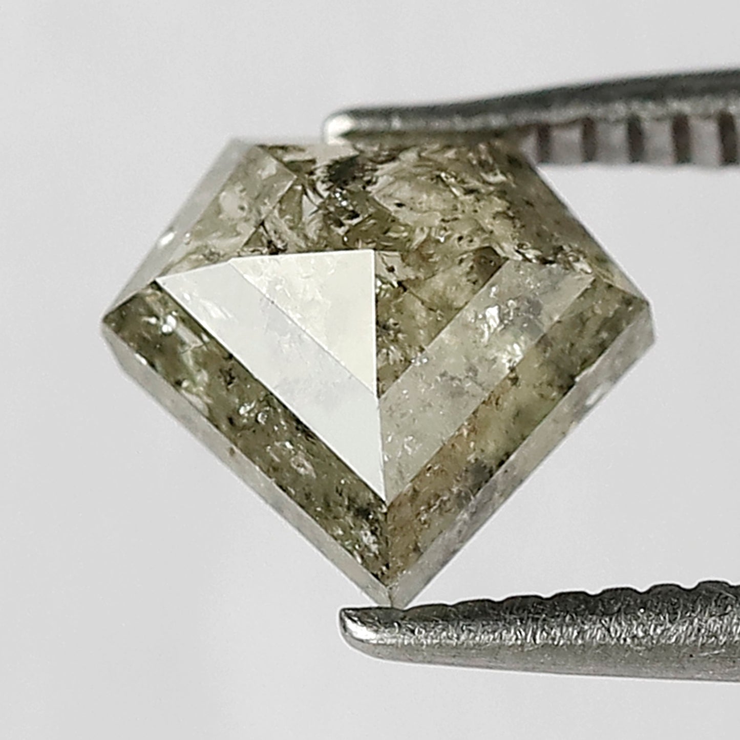 1.32 CT Diamond Shape Salt and Pepper Loose Natural Diamond 7 mm Greenish color  for Pendants