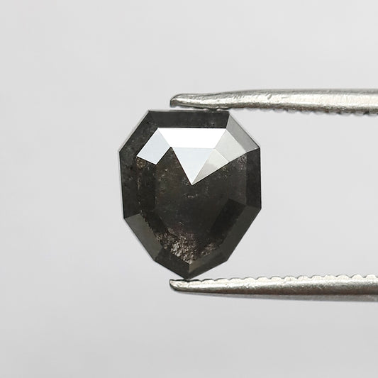 1.67 Ct Modified Shield Shape Salt And Pepper Diamond 8 MM Natural Loose Gray Black Color Diamond For Wedding Ring