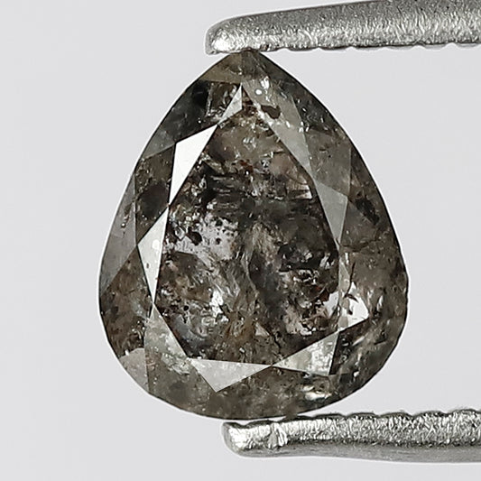 1.25 CT Pear Shape Natural Loose Diamond, 7 MM Rose cut Grey Black color conflict free Salt and pepper Ideal for Diamond Engagement Ring