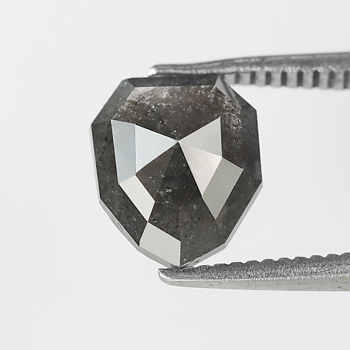 1.67 Ct Modified Shield Shape Salt And Pepper Diamond 8 MM Natural Loose Gray Black Color Diamond For Wedding Ring