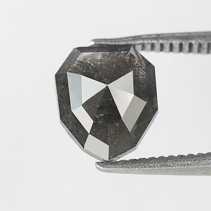 1.67 Ct Modified Shield Shape Salt And Pepper Diamond 8 MM Natural Loose Gray Black Color Diamond For Wedding Ring