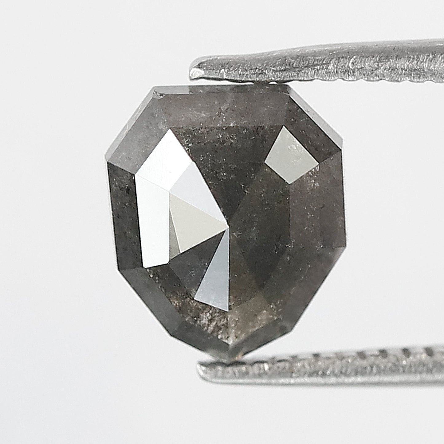 1.67 Ct Modified Shield Shape Salt And Pepper Diamond 8 MM Natural Loose Gray Black Color Diamond For Wedding Ring