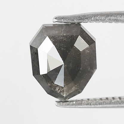 1.67 Ct Modified Shield Shape Salt And Pepper Diamond 8 MM Natural Loose Gray Black Color Diamond For Wedding Ring