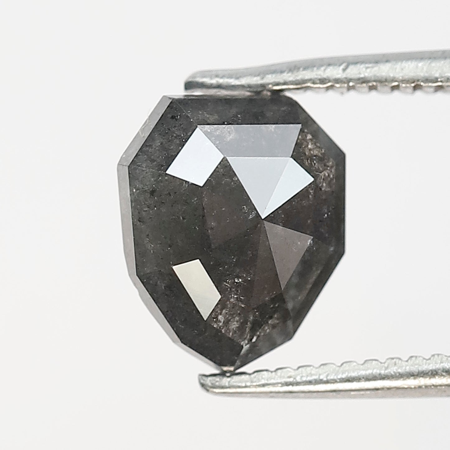 1.67 Ct Modified Shield Shape Salt And Pepper Diamond 8 MM Natural Loose Gray Black Color Diamond For Wedding Ring