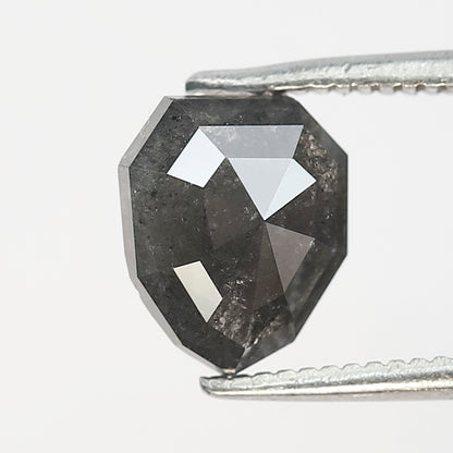 1.67 Ct Modified Shield Shape Salt And Pepper Diamond 8 MM Natural Loose Gray Black Color Diamond For Wedding Ring