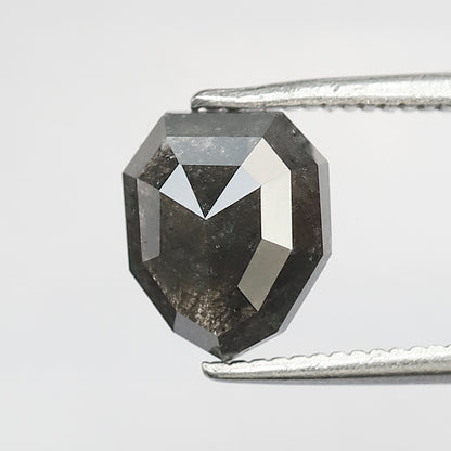 1.67 Ct Modified Shield Shape Salt And Pepper Diamond 8 MM Natural Loose Gray Black Color Diamond For Wedding Ring