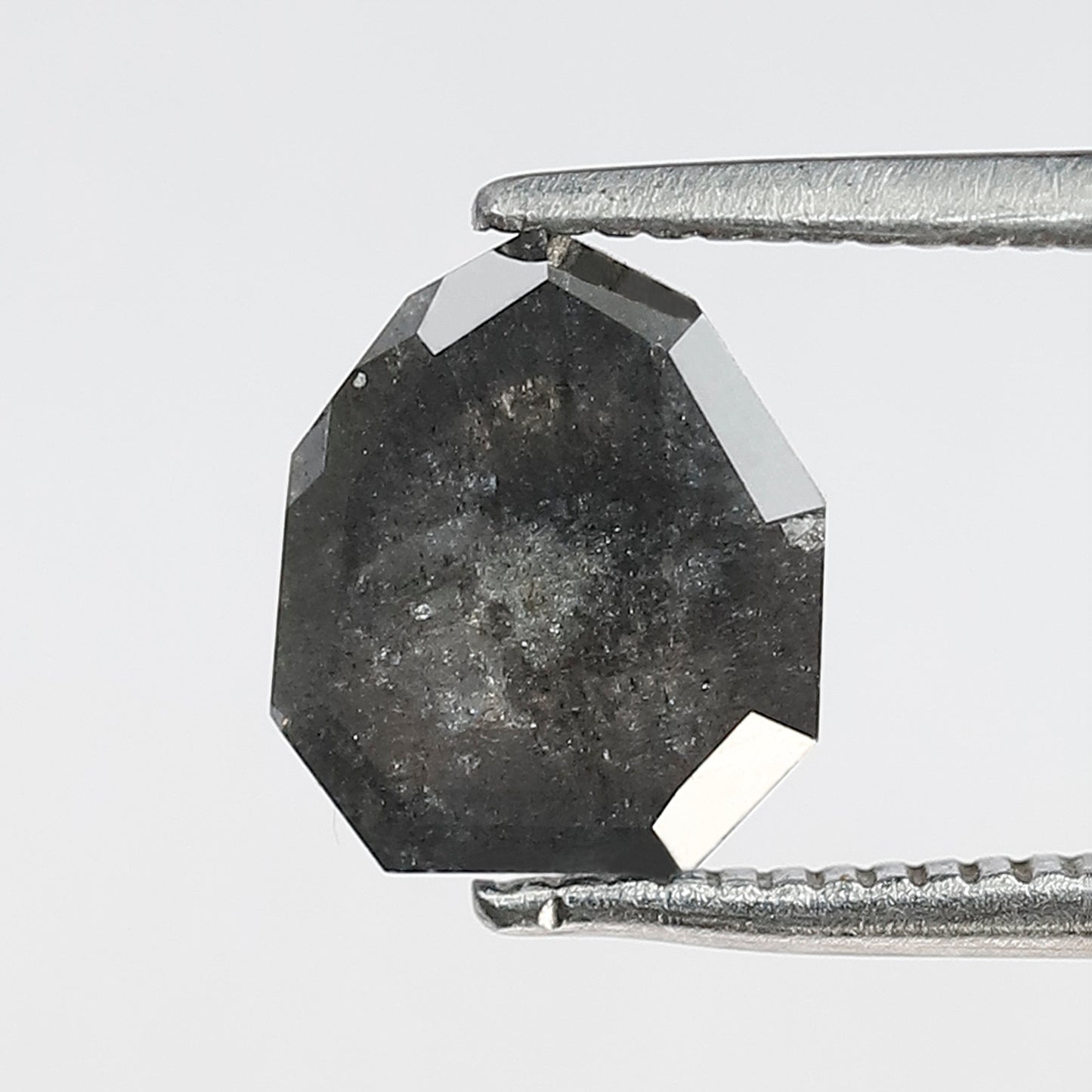 1.67 Ct Modified Shield Shape Salt And Pepper Diamond 8 MM Natural Loose Gray Black Color Diamond For Wedding Ring