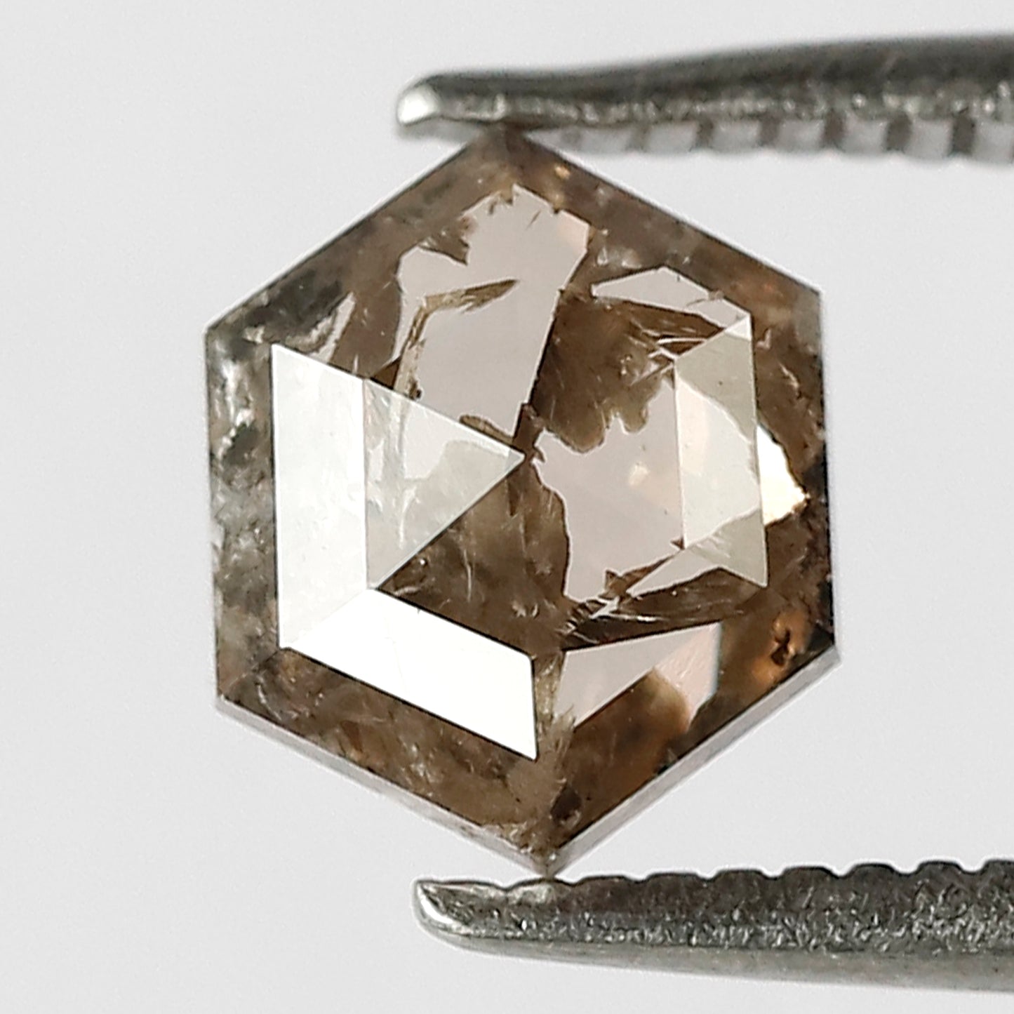 1.22 CT 7 mm Hexagon Diamond Loose Natural Brown Salt and Pepper Diamond For Pendant & Ring