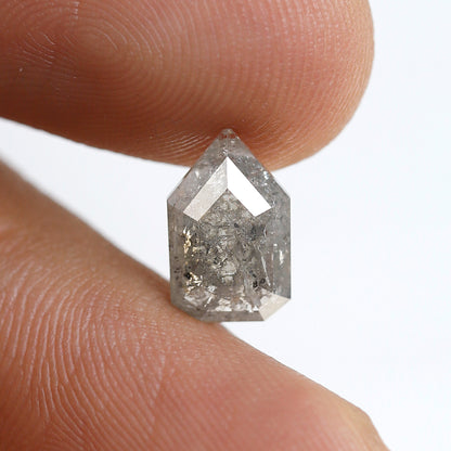 1.90 Ct Geometric Salt and Pepper Diamond, Gray Black Natural Loose Diamond, Earth Mined Conflict Free Stone