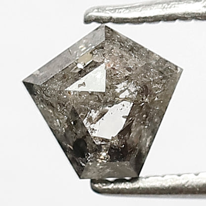 0.92 Ct Modified Cut Gray Black Salt & Pepper Diamond | 6 mm Natural Loose Diamond for Custom Ring