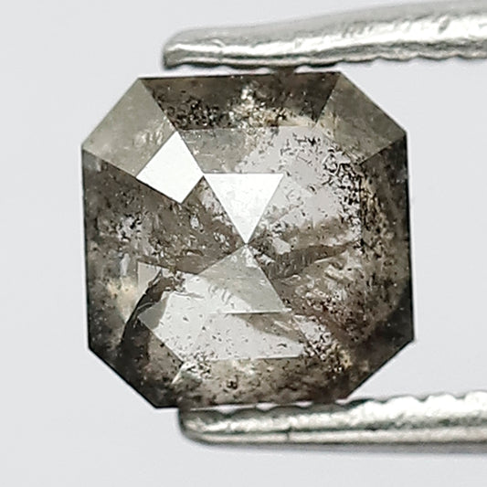 1.04 CT Radiant Shape Diamond Loose Natural Grey Black Color Salt and Pepper Diamond Engagement Ring