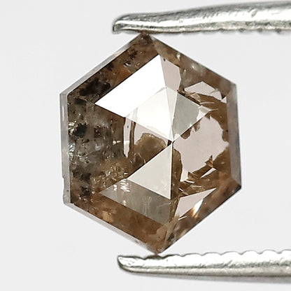 1.22 CT 7 mm Hexagon Diamond Loose Natural Brown Salt and Pepper Diamond For Pendant & Ring