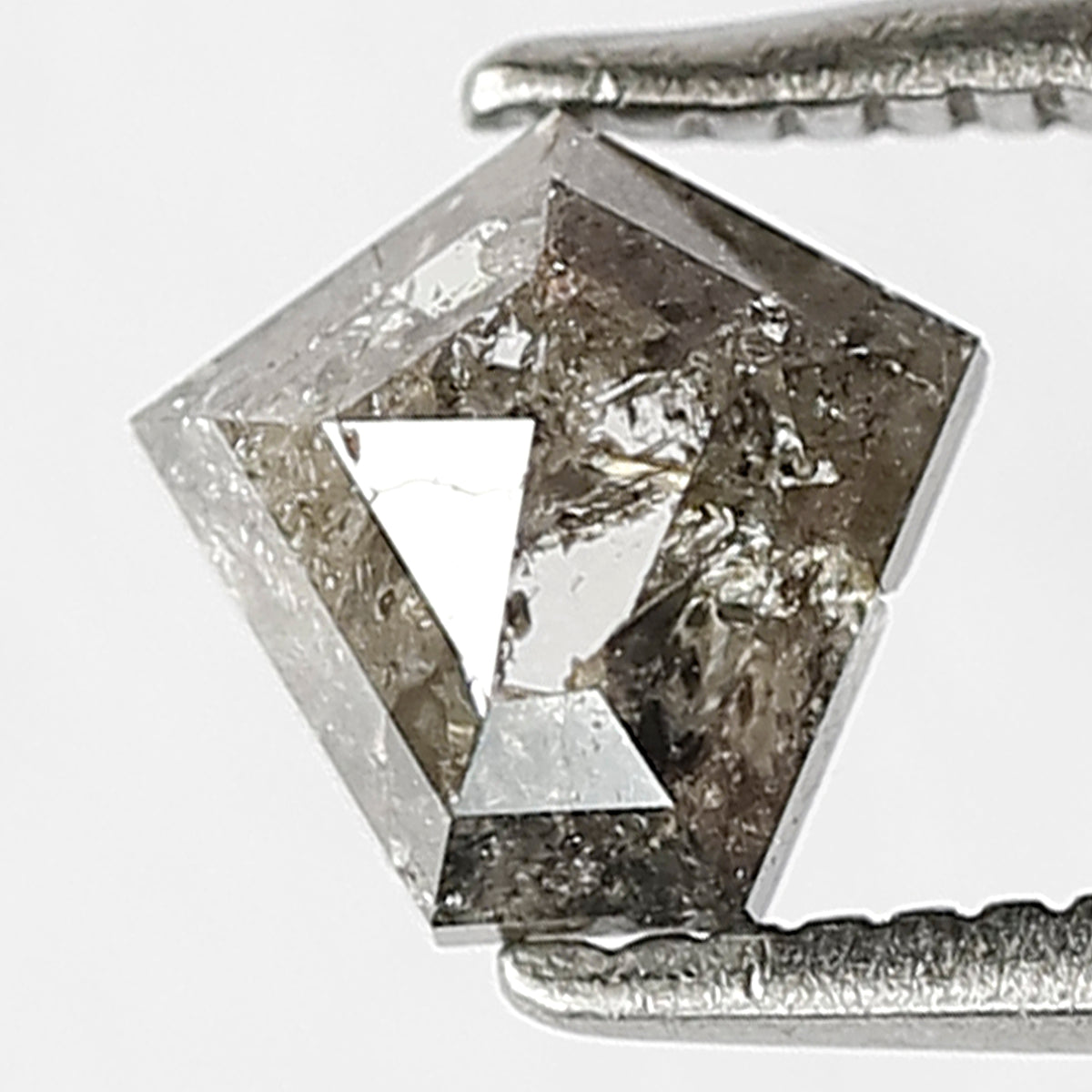 0.92 Ct Modified Cut Gray Black Salt & Pepper Diamond | 6 mm Natural Loose Diamond for Custom Ring