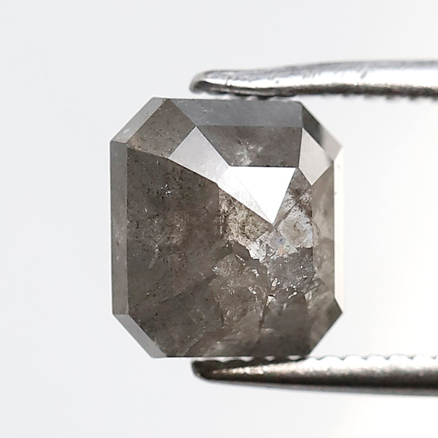 2.24 Ct 7 MM Emerald Shape Salt and Pepper Diamond Loose Natural Grey Black Color Diamond